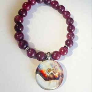 NWT GARNET BRACELET WITH SUN MOON PENDANT CHRISTMAS FOR HER WIFE MOM GIRLFRIEND